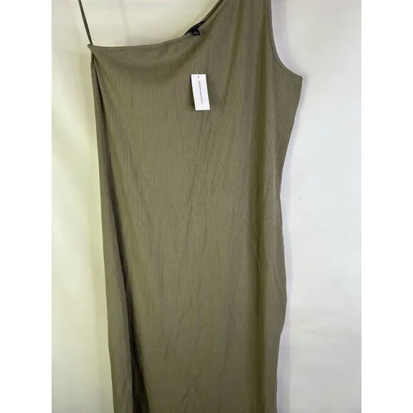 New Banana Republic Ribbed Knit Single Shoulder Dress Green - Picture 4 of 7